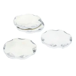 Coasters|Godinger Lavi Marble Silver Organic Edge Coaster Set