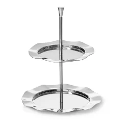 Specialty Serving|Godinger Lilliput Mirrored Stainless 2 Tiered Serving Stand