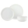 Fine Dinnerware|Godinger Linear Porcelain Gold Rim 12 Piece Dinnerware Set, Service For 4
