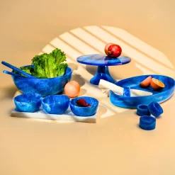 Serving Bowls|Godinger Lucente Blue Resin Salad Bowl