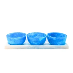 Serving Trays|Godinger Lucente Blue Resin Serving Tray & Appetizer Bowls