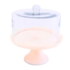 Cake Stands|Specialty Serving|Godinger Lucente Pink Resin Cake Stand & Dome