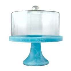 Cake Stands|Specialty Serving|Godinger Lucente Resin Matte Blue Cake Dome