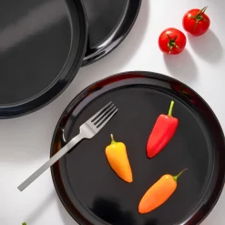 Outdoor Dinnerware|Godinger Marbella Black Stacking Melamine Salad Plate, Set of 4