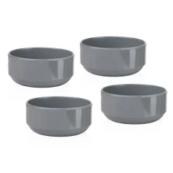 Outdoor Dinnerware|Godinger Marbella Grey Stacking Melamine Cereal Bowl, Set of 4