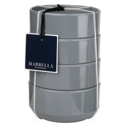 Outdoor Dinnerware|Godinger Marbella Grey Stacking Melamine Cereal Bowl, Set of 4
