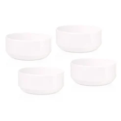 Outdoor Dinnerware|Godinger Marbella White Stacking Melamine Cereal Bowl, Set of 4