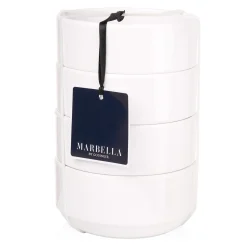 Outdoor Dinnerware|Godinger Marbella White Stacking Melamine Cereal Bowl, Set of 4