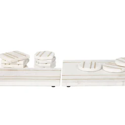 Coasters|Godinger Marble Circle Brass Inlay Coaster Set