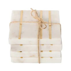 Coasters|Godinger Marble Square Inlay Coaster Set