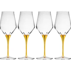 Wine & Champagne|Godinger Marcella Gold Stem Red Wine, Set of 4