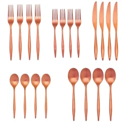 Flatware Sets|Godinger Milano Matte Copper 18/10 Stainless Steel 20 Piece Flatware Set, Service For 4