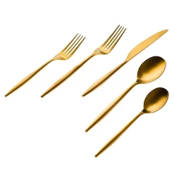 Flatware Sets|Godinger Milano Matte Gold 18/10 Stainless Steel 20 Piece Flatware Set, Service For 4