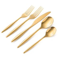 Flatware Sets|Godinger Milano Mirrored Gold 18/10 Stainless Steel 20 Piece Flatware Set, Service For 4