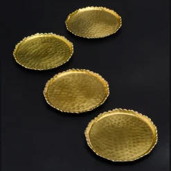 Coasters|Godinger Munro Black and Gold Hammered Coaster Set