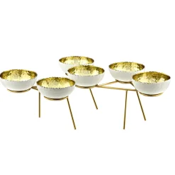 Specialty Serving|Godinger Munro White & Gold Hammered Appetizer Server