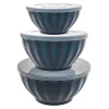 Kitchen Storage|Godinger Navy Fluted 3 Piece Storage Bowl Set