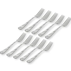 Flatware Sets|Godinger Olympia Sandblasted 18/0 Stainless Steel Dinner Fork, Set of 10
