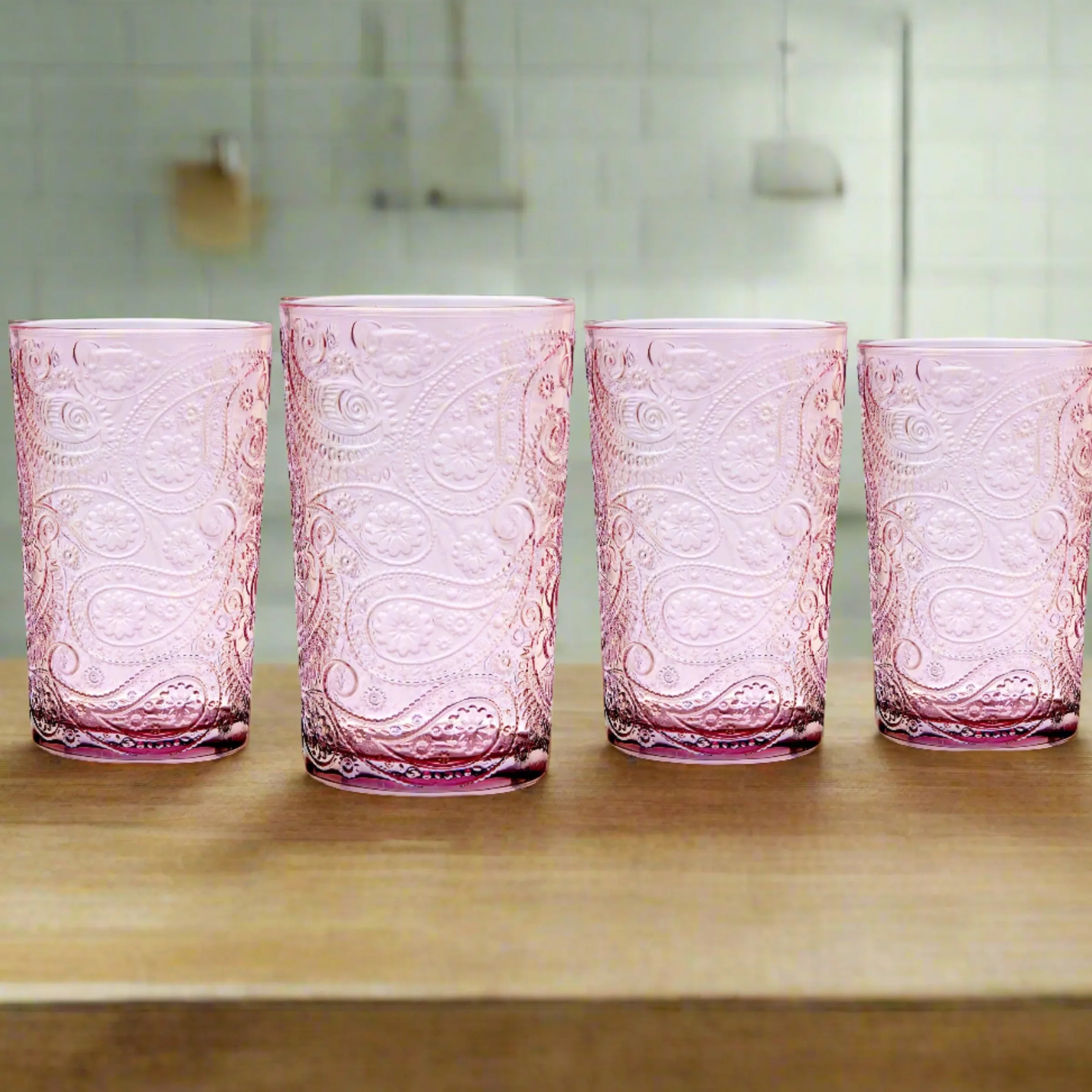 Dof & Highball|Godinger Paisley Blush Highball, Set of 4