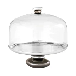 Cake Stands|Specialty Serving|Godinger Pebble Gunmetal Cake Dome