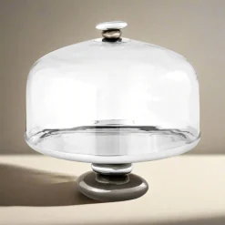 Cake Stands|Specialty Serving|Godinger Pebble Gunmetal Cake Dome