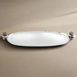 Serving Trays|Godinger Pebble Gunmetal Oval Serving Tray
