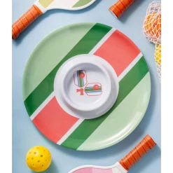 Outdoor Dinnerware|Godinger Pickle Ball Striped Melamine Chip-n-Dip