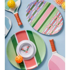 Outdoor Dinnerware|Godinger Pickle Ball Striped Melamine Chip-n-Dip