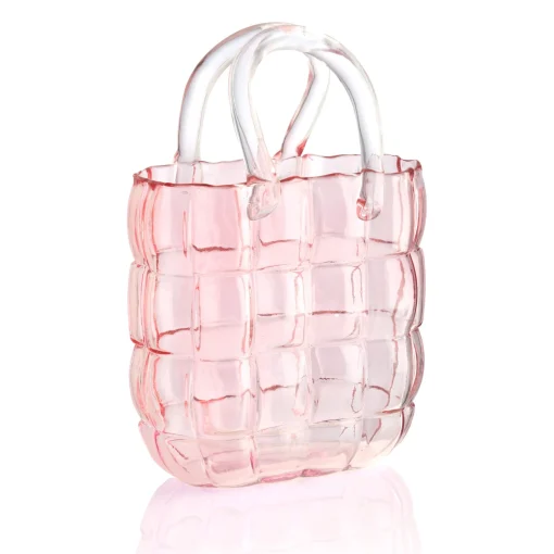 Vases|Godinger Pink Quilted Handbag Vase