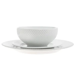 Fine Dinnerware|Godinger Pique Plain Porcelain 16 Piece Dinnerware Set, Service for 4