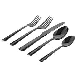 Flatware Sets|Godinger Plait Mirrored Black 18/0 Stainless Steel 20 Piece Flatware Set, Service For 4