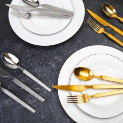 Flatware Sets|Godinger Podium Matte Gold 18/10 Stainless Steel 20 Piece Flatware Set, Service For 4