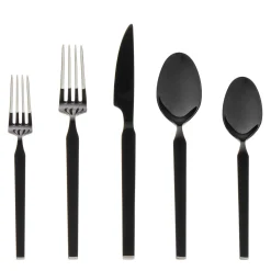 Flatware Sets|Godinger Podium Mirrored Black 18/10 Stainless Steel 20 Piece Flatware Set, Service For 4