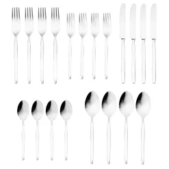 Flatware Sets|Godinger Ramp Mirrored 18/0 Stainless Steel 20 Piece Flatware Set, Service For 4