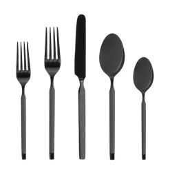 Flatware Sets|Godinger Ramp Mirrored Black 18/0 Stainless Steel 20 Piece Flatware Set, Service For 4
