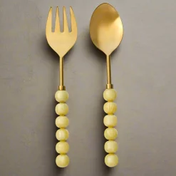 Salad Servers|Godinger Rathlin Butter Yellow Salad Server Set