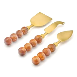 Serving & Cheese Boards|Godinger Rathlin Caramel 3 Piece Cheese Tool Set
