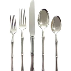 Flatware Sets|Godinger Rattan Mirrored 18/10 Stainless Steel 20 Piece Flatware Set, Service For 4