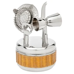Barware Sets|Godinger Rattan Stainless Steel 5 Piece Bar Tools