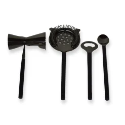 Barware Tools|Godinger Raven Matte Black 4 Piece Bar Tool Set