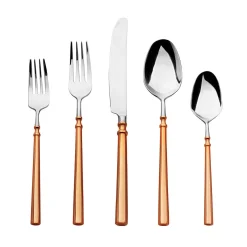 Flatware Sets|Godinger Regal Copper Handle 18/10 Stainless Steel 20 Piece Flatware Set, Service For 4