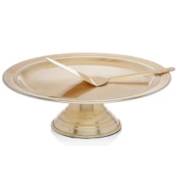 Cake Stands|Godinger Revere Champagne Gold Footed Cake Stand with Server