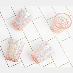 Dof & Highball|Godinger Rex Pink Iridescent Double Old Fashion Set of 8
