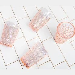 Dof & Highball|Godinger Rex Pink Iridescent Highball Set of 8