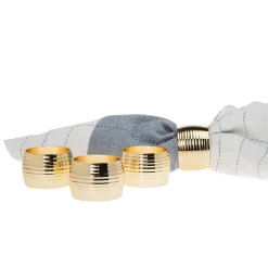 Napkin Rings|Godinger Ribbed Gold Napkin Ring Set