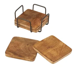 Coasters|Godinger Ridgewood Natural Coaster Set with Stand