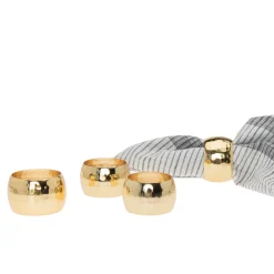Napkin Rings|Godinger Round Gold Hammered Napkin Ring Set