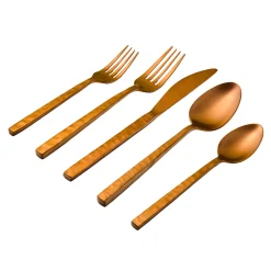 Flatware Sets|Godinger Rustic Mirrored Copper 18/10 Stainless Steel 20 Piece Flatware Set, Service For 4