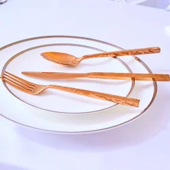 Flatware Sets|Godinger Rustic Mirrored Copper 18/10 Stainless Steel 20 Piece Flatware Set, Service For 4