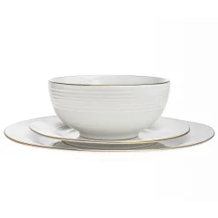 Fine Dinnerware|Godinger Saba Porcelain Gold Rim 18 Piece Dinnerware Set, Service For 6